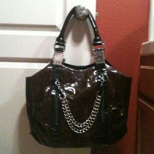 NWT Brown/black Patent Leather Bag